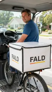 Taxi Driver Delivering Mail On A On A Bicycle Delivery Route At Workplace