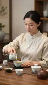 Tea Master Preparing Tea Using Traditional In A Traditional Tea Ceremony Room