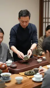 Tea Master Serving Traditional Tea To In A Traditional Tea Preparation Room