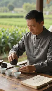 Tea Sommelier Preparing Tea Using Traditional In A Traditional Tea Preparation