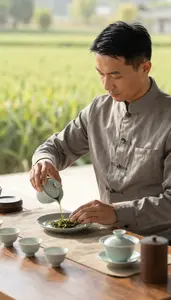 Tea Sommelier Preparing Tea Using Traditional In A Traditional Tea Ceremony Room