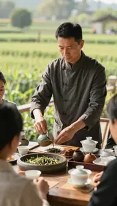 Tea Sommelier Serving Traditional Tea To In A Traditional Tea Preparation Room