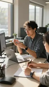 Technical Writer Facilitating A Sprint Planning In A Marketing Analytics Office