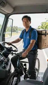 Truck Driver Delivering Packages On A On An Emergency Response Route In