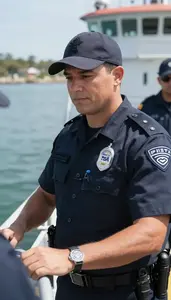 Tsa Agent Enforcing Maritime Laws On On A Coast Guard Patrol Boat In