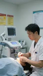 Urologist Operating Advanced Medical Imaging In A Wound Care Clinic In