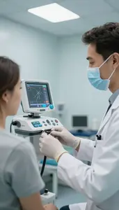 Veterinarian Taking Patient Vital Signs In A Speech Therapy Assessment Room