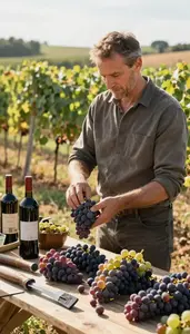 Vintner Harvesting Grapes In A In A Wine Tasting Room At Workplace