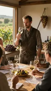 Vintner Tasting And Pairing Wines In A Wine Tasting Room In Professional Setting