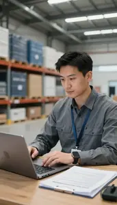 Warehouse Manager Coordinating Freight At A In A Port Operations Control Center