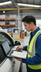 Warehouse Manager Conducting A Vehicle Inspection At A Port Operations Control