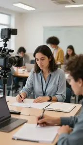 Writing Instructor Teaching Creative Writing In In A Language Learning Classroom