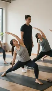 Yoga Instructor Leading A Yoga Class In A Yoga Retreat Studio At Professional
