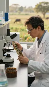 Zoologist Observing Wildlife In A In A Herpetology Research Laboratory In Daily