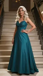 Ball Gown Glamour Sri Lankan Woman With Blonde Wavy Hair At Gala