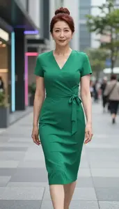 Beautiful Japanese Woman In Wrap Dress Cocktail Event Editorial Shoot