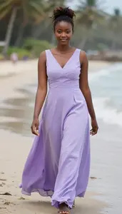 Beautiful Kenyan Woman With Brown Messy Bun In Formal Dress Sunset Portrait