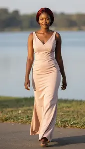 Beautiful Kenyan Woman With Elegant Updo In Evening Gown Sunset Portrait