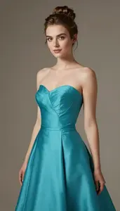 Chic Olive Skinned Woman In Ball Gown Studio Lifestyle Photography