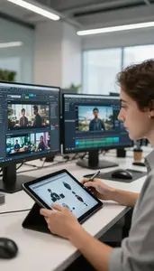 Ui Designer Storyboarding A Film Sequence In A Visual Effects Compositing Suite