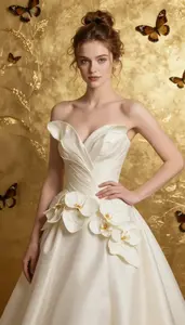 Elegant Ball Gown Portrait Of Nordic Woman At Studio Event Stock Photography