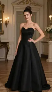 Elegant Ball Gown Portrait Of Olive Skinned Woman At Gala Event