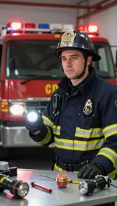 Fire Marshal Responding To An Emergency In A Fire Investigation Laboratory In