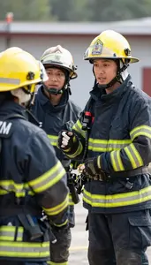 Firefighter Investigating A Fire Scene At A Fire Emergency Scene In Daily Work