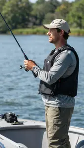 Fishing Instructor Fishing From A Boat On A Lake Fishing Spot At Workplace
