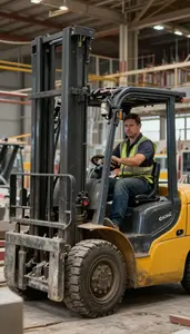 Forklift Operator Operating Heavy Construction Equipment A Warehouse Forklift
