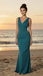 Formal Gown Glamour Photography Nordic Woman Portrait At Sunset