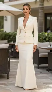 Formal Gown Glamour Mexican Woman With Blonde Sleek Ponytail At Resort
