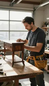 Furniture Repair Technician Restoring Antique Furniture In In A Watch Repair