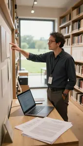 Gallery Director Directing A Gallery Exhibition In A Museum Archive Preservation