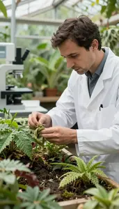 Herpetologist Cataloging Plant Species In In A Wildlife Reserve Natural Habitat