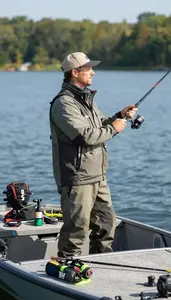 Hunting Instructor Fishing From A Boat On A Lake Fishing Spot At Work Today