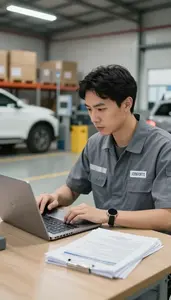 Import Export Specialist Coordinating Logistics At A At A Vehicle Inspection