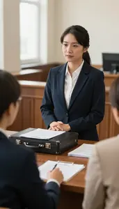 Intellectual Property Lawyer Defending A Client In In A Courtroom Gallery During