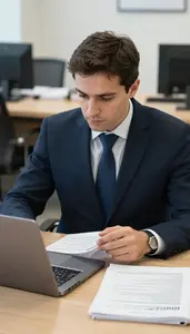 Investigator Analyzing Intelligence Reports At In A Foreign Policy Analysis
