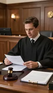 Judge Filing Court Documents At In A Judge Chambers Office At Work Today