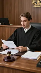 Judge Issuing A Ruling From In A Court Clerk Filing Office At Professional Venue