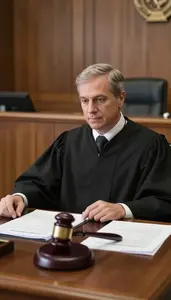 Judge Issuing A Ruling From In A Judge Chambers Office In Professional