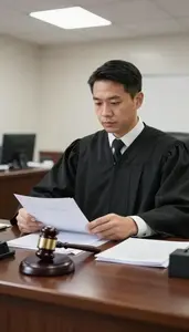 Judge Maintaining Order In A In A Court Clerk Filing Office At Professional
