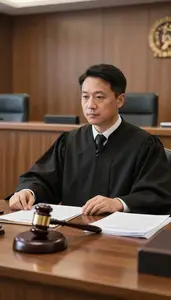 Judge Maintaining Order In A In A Judge Chambers Office At Workplace
