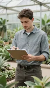 Landscape Designer Designing A Landscape For In A Botanical Garden Research