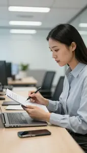 Legal Counsel Conducting Market Research With In An Audit Examination Room At