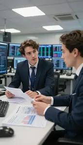 Legal Counsel Negotiating Terms With A In A Financial Trading Floor At Work