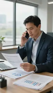 Life Coach Making A Phone Call In A Supply Chain Logistics Office At Work Today