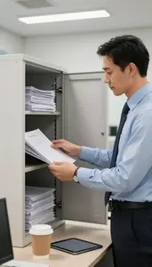 Life Coach Organizing Files In An In A Venture Capital Office At Workplace