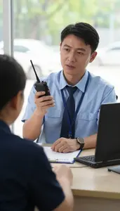 Loss Prevention Officer Interrogating A Suspect In In A Fraud Investigation